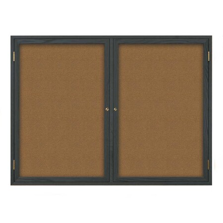 United Visual Products Open Faced Traditional Rounded Corkboard UV643ARC-BLACK-BLSPRU